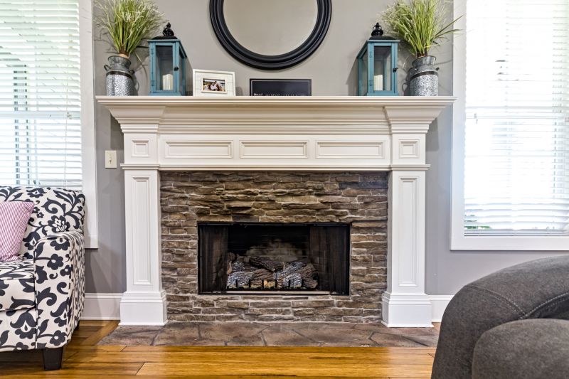 Tan Brick Fireplace